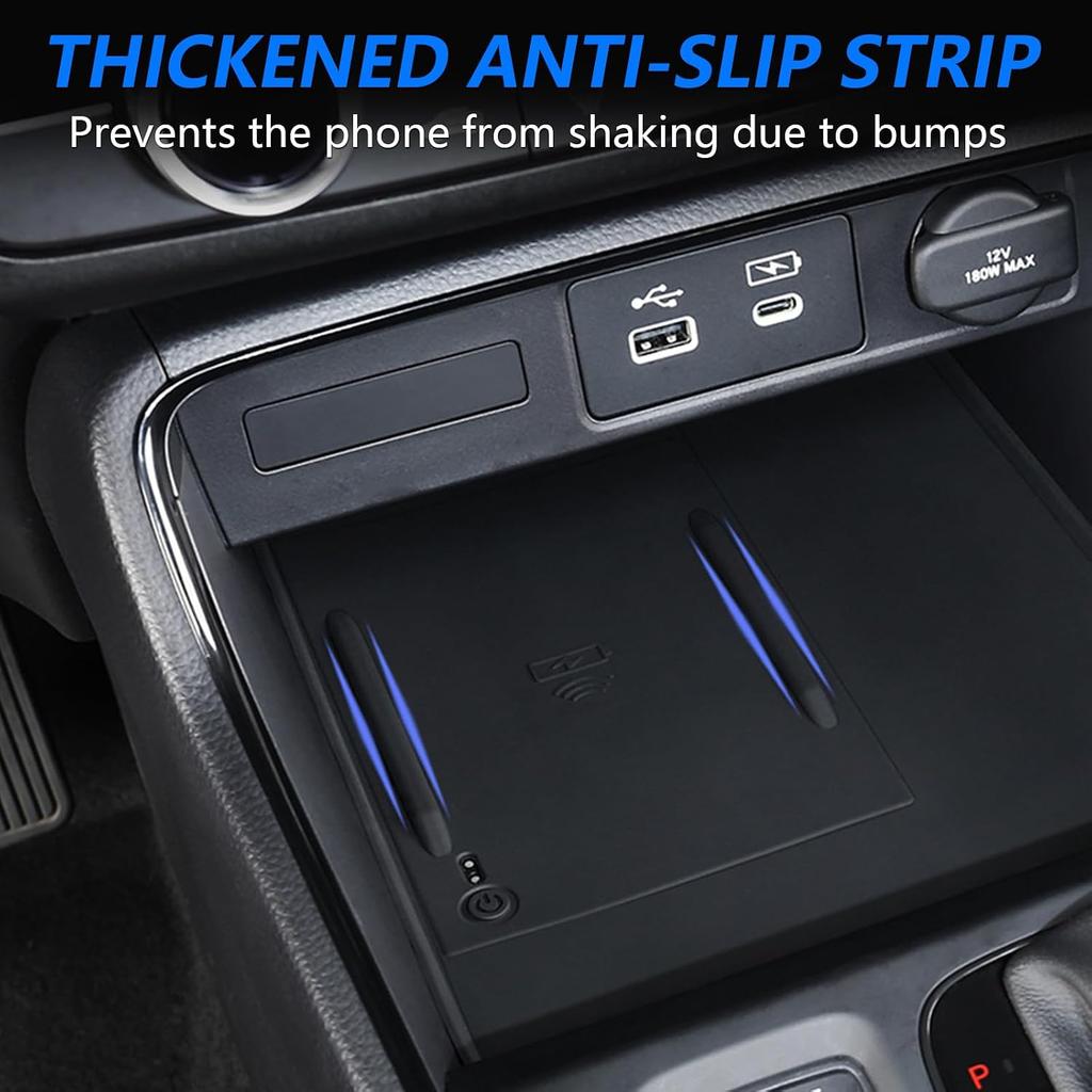 Car Center Console Wireless Charging Mat for Honda CRV CR-V 2023 2024 2025 | Console Charger Silicone Protective Non-Slip Pad Anti-Dust Liner for