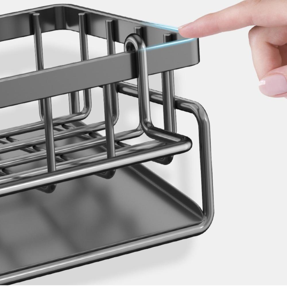 Kitchen Spice Storage Shelf with Drainage Rack, Installation Sink Organizer, Tap-Mounted Shelf for Home Kitchen Accessories