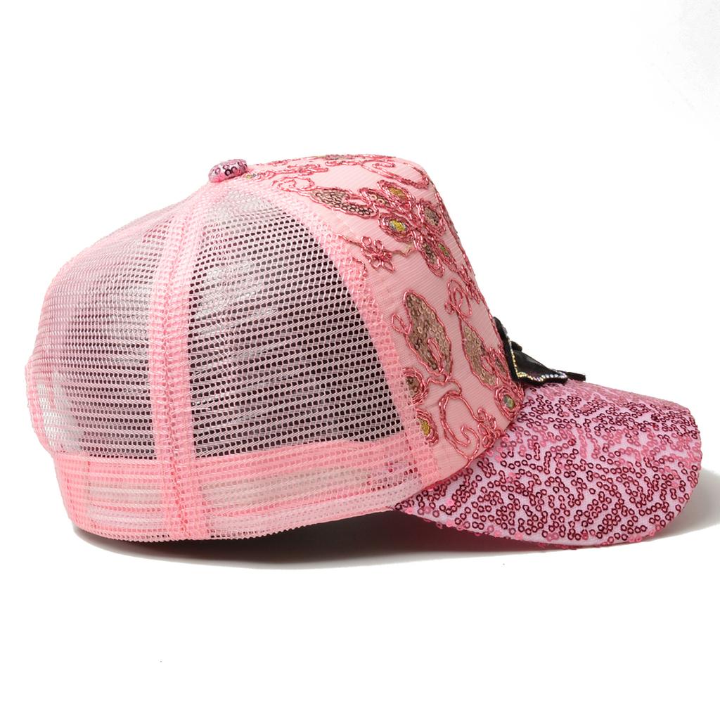 Northwood Summer Women Sequined Rhinestones Butterflies Baseball Caps Girls Sunoutdoor Breathable Sunshade Mesh Hats