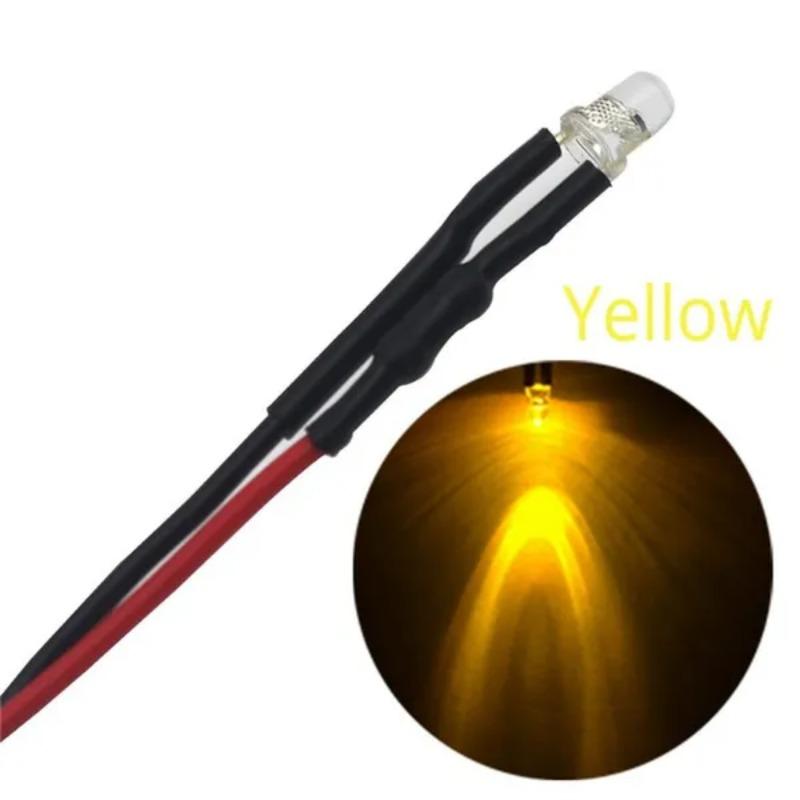 10Pcs 5mm 20cm Pre Wired LED Round Light Lamp Bulb Chip Beads Cable DC 12V Emitting Diodes