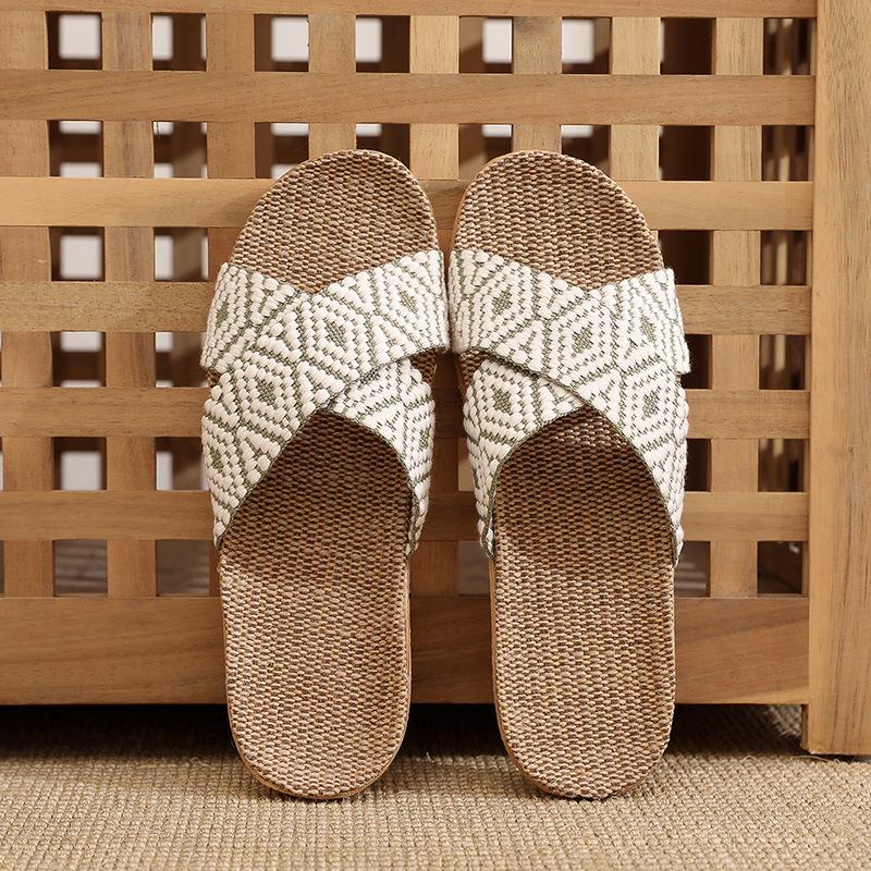 Breathable Linen Slippers with Thick Sole for Men and Women - Non-Slip, Odor Prevention, Ideal for Summer Indoors