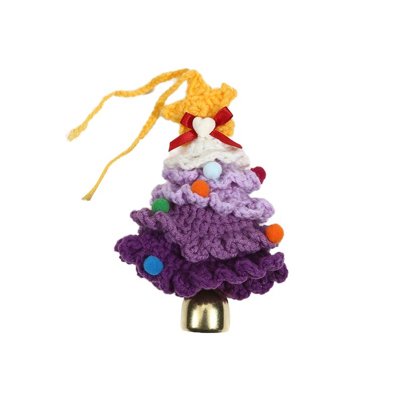 Knitted Christmas Tree With Jingle Bell Plush Christmas Hanging Pendant Wool Crochet Christmas Trees For Christmas Party Decor