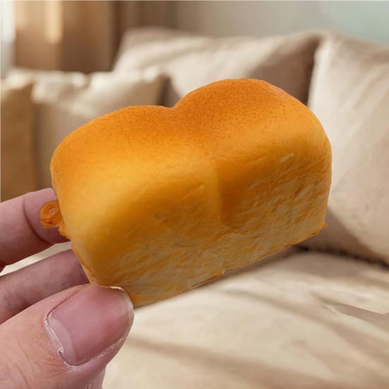 Slow-Rising Bread Squeeze Toy with Milky Smell Soft PU Fidget Keychain Realistic Texture Stress Relief Decompression Gadget for Kids Adults