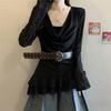 Private Style T Shirt With Lace And Asymmetrical Design For Spring