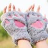 Lovely Plush Cat Claw Paw Gloves Plush Mittens Warm Soft Plush Short Fingerless Fluffy Bear Gloves Costume Half Finger Gloves