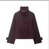 Damen Vintage Stehkragen Jacke Freizeit Unifarben Oberbekleidung Herbst Winter Kleine Frauen