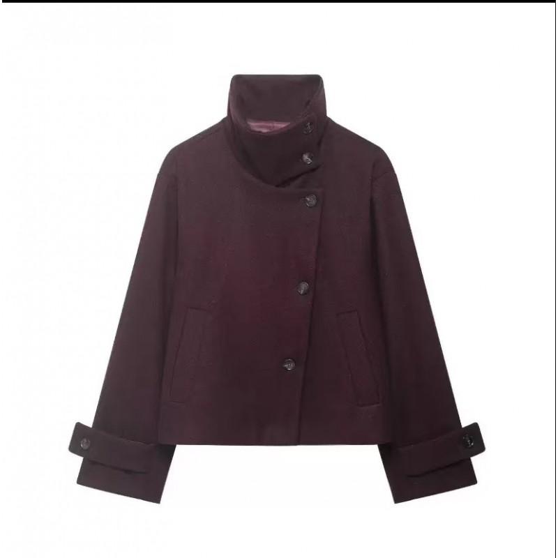 Damen Vintage Stehkragen Jacke Freizeit Unifarben Oberbekleidung Herbst Winter Kleine Frauen