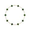 Golden Black Agate Ten-Petal Necklace with Double-Sided Four-Leaf Clover Clavicle Chain - Van Family Luxury Brand