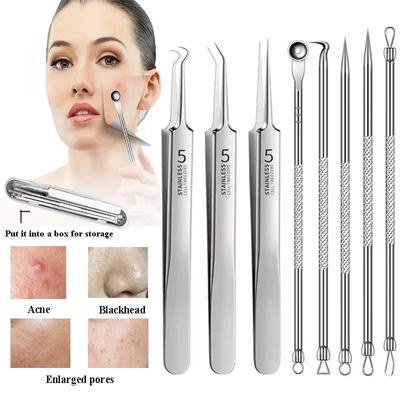 Stainless Steel Acne Needle Cell Clamp for Removing Squeezing Pimples Kit Makeup Magnifying Mirror Remove Blackhead Nasal Strips