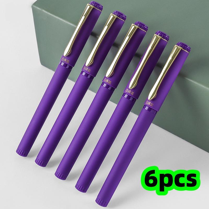 

Набор из 6 фиолетовых ручек с фиолетовыми чернилами, Бизнес-ручки для подписи, 0,7 мм, Фиолетовые гелевые ручки, Нестираемые, Подходят для офисного использования, Плавное письмо