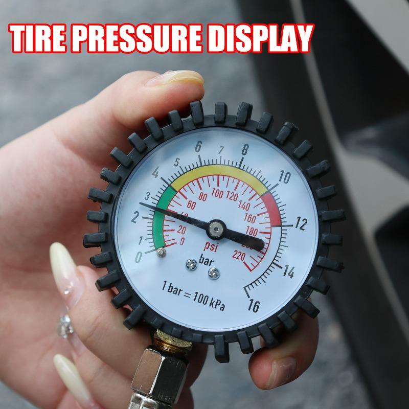 220PSI Car Motorcycle Multifunctional Tire Air Pressure Monitoring Gauge Tester Air Compressor Dial Meter Inflator Pump Tools