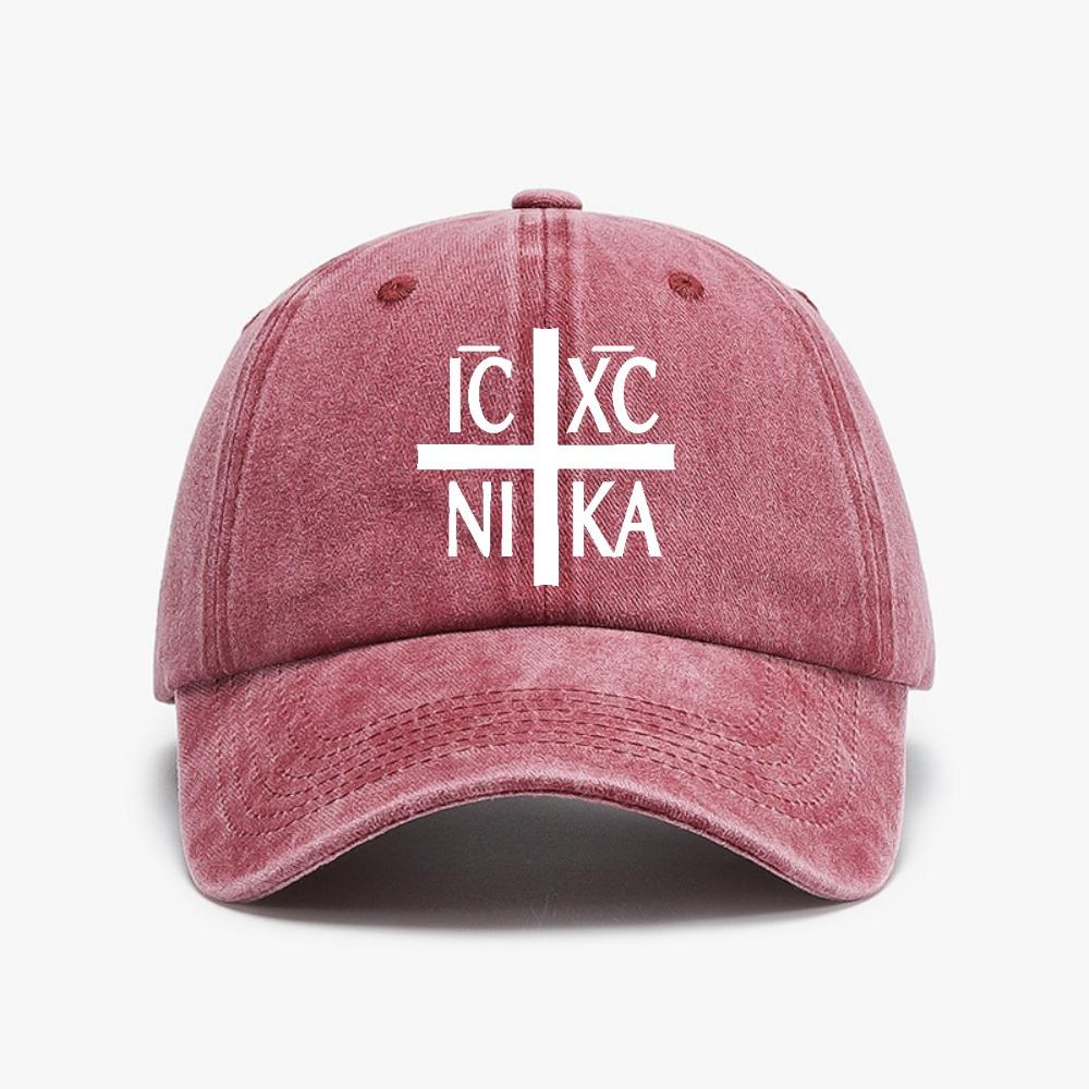 IC XC NIKA Orthodox Christian Cross Washed Denim  Baseball Cap fashion Adjustable Dad Hat Casual Unisex sun hats