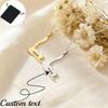 Customized Name Text Long Tail Lying Cat Necklace Stainless Steel Cat Enthusiast Hollow Animal Necklace Simple Jewelry