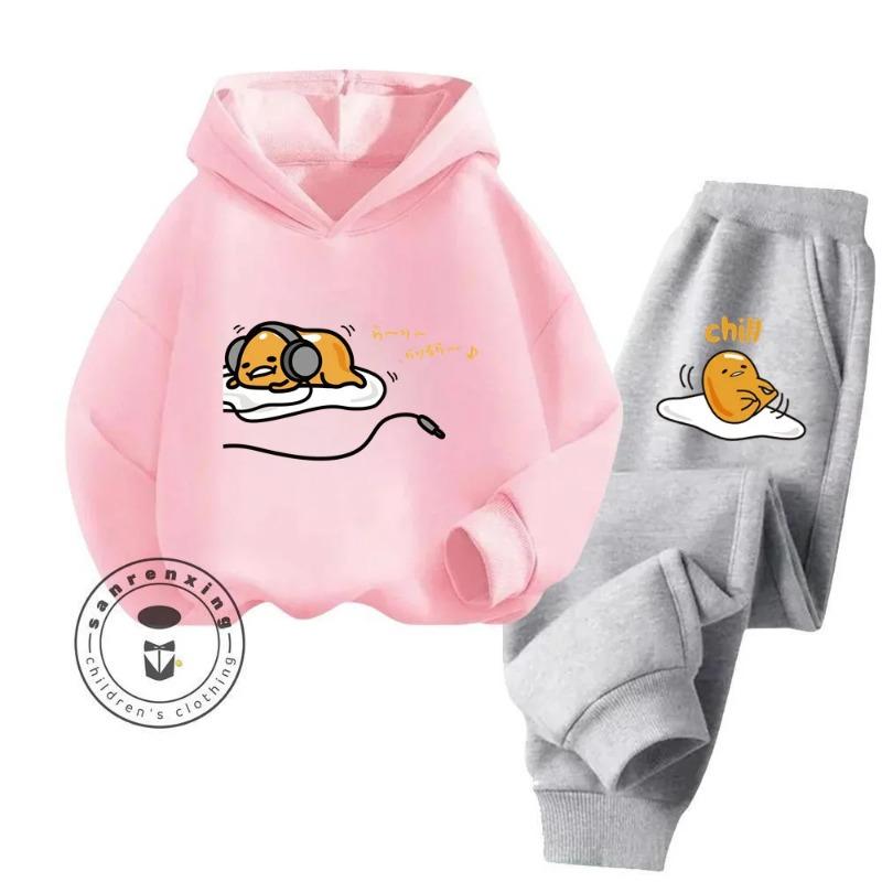 

Gudetama Cartoon Супер Милый Чистый Хлопок Мягкая Текстура Толстовка Комплект Подходит Для Детей 3-14 Лет Kawaii Home Travel Одежда 160