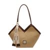 Premium Sense Large Capacity Straw Woven Bag Women's New Fashion Texture Shoulder Bag Vegetable Basket Commuter Tote Bag