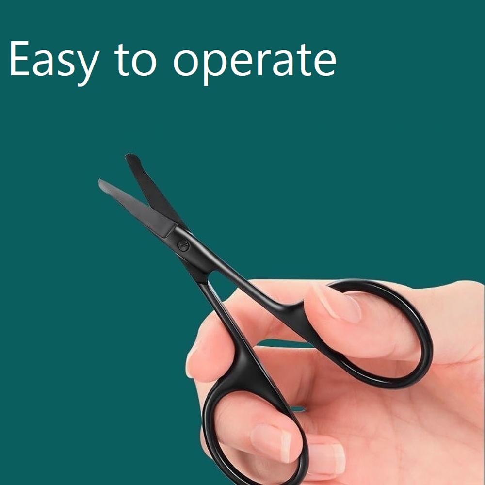 1Pc Stainless Steel Black Round Head Safe Shears Nose Hair Scissors (Do Not Hurt Nose) Stainless Steel Manual Trimming