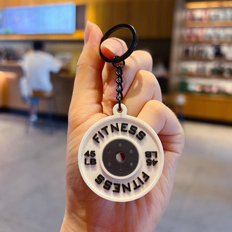 2025 New Barbell Keychain Silicone Dumbbell Keychain Gym Gifts For Gym Lovers Fitness Trainer Gift Backpack Car Key Pendant