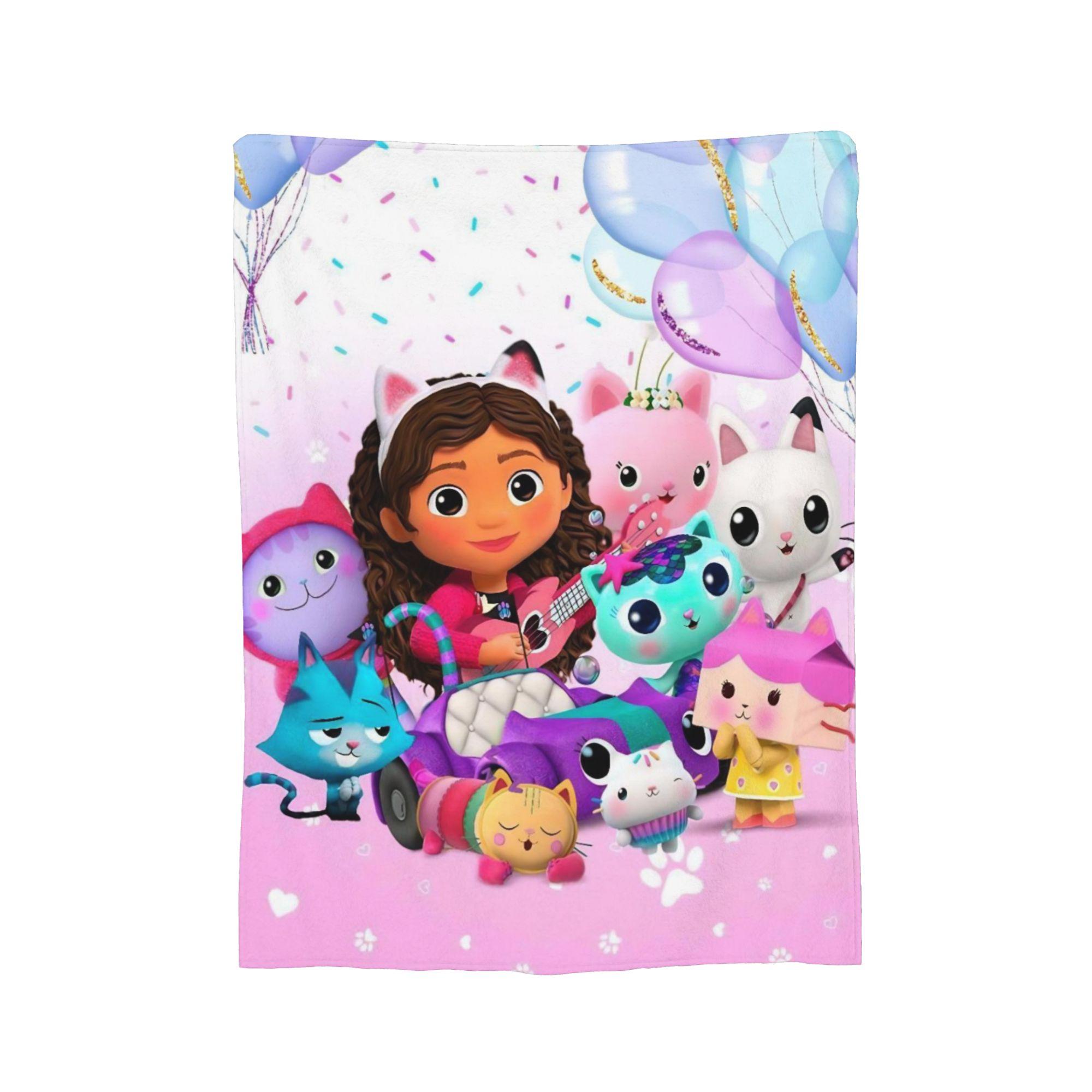 

Cartoon Cute Gabby Dollhouse Blanket Flannel All Season Super Warm Throw Blankets for Bedding Travel Plush Thin Quilt 30x40in