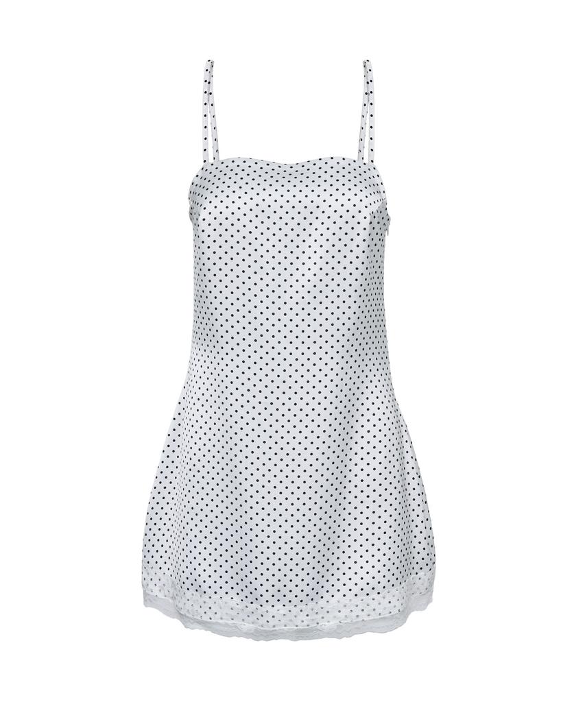 Yuhee Polka Dot Pattern Dress_White
