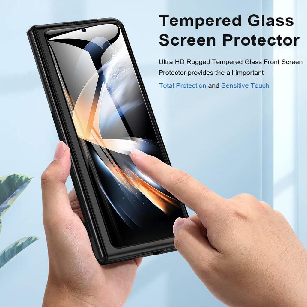 For Samsung Galaxy Z Fold6 5G Case Rhombus Grid Phone Cover with Tempered Glass Film
