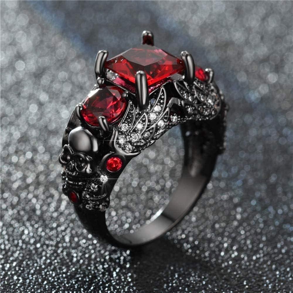 

Gothic Jewelry Purple Red Black Crystal Unique Black Skull Rings for Women Halloween Christmas Gifts 10