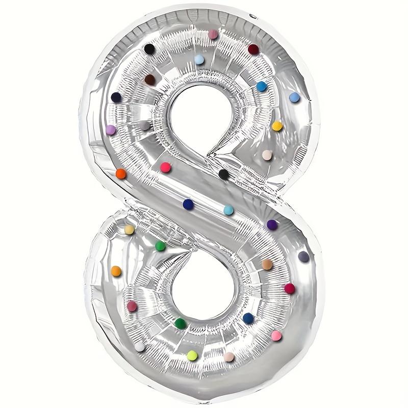 40inch Silver Number 0-9 Hairball Foil Balloons for Birthday Party Wedding Anniversary Baby Shower Living Room Digital Balloon