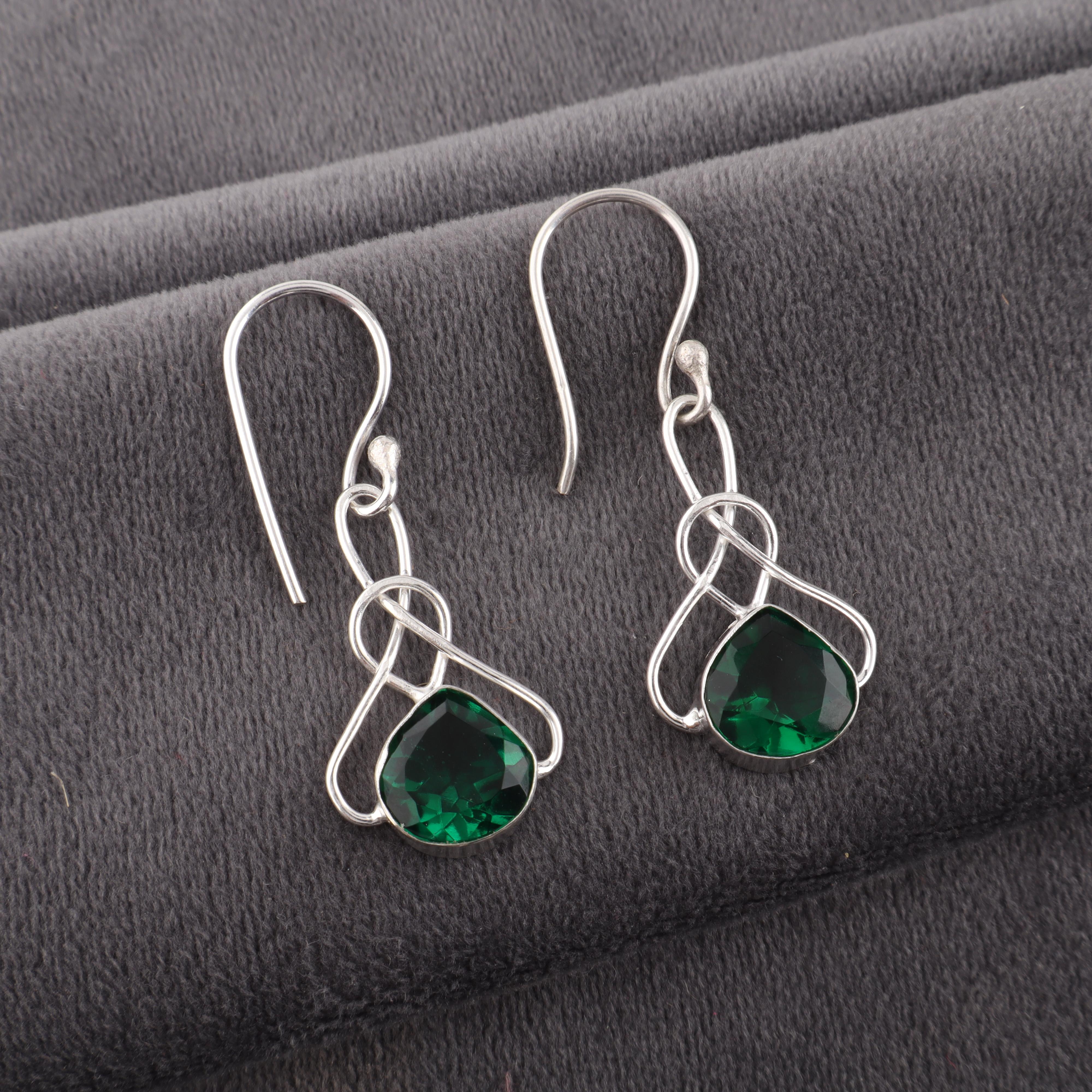 

Украшения из драгоценных камней Зеленый Изумруд, Серьги из стерлингового серебра 925 пробы, Ослепительные украшения ручной работы, Подарок для женщин - серьги для медитации 1.50 Inches зелёный