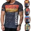 Men's Letter Print Gym T-shirt With Germany Sweden Portugal Russia Design Slim Fit
