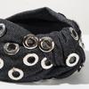 Y2K Denim Headband Wide Hollowed Out Eyelets Headband Headwear Punk Hairband  Women