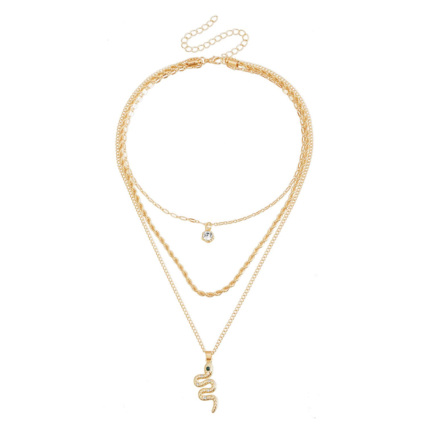 

Ожерелье в стиле ретро с подвеской в виде змеи и капли воды, спиральная цепочка для ключицы, персонализированное трендовое ожерелье золотой