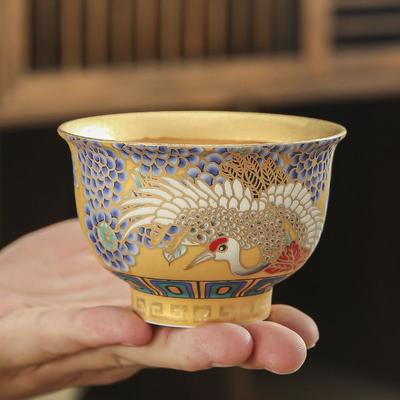Suet Jade Gilt Master Cup Ruihe Chengxiang Arhat Cup High-end Gold Cup Kung Fu Tea Set Light Luxury Household Tea Cup