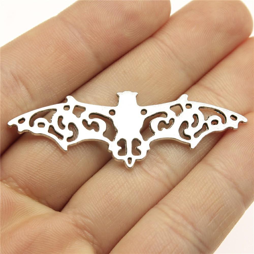20pcs Charms Halloween Fly Bat Antique Bronze Silver Color Pendants DIY Crafts Making Findings Handmade Tibetan Jewelry
