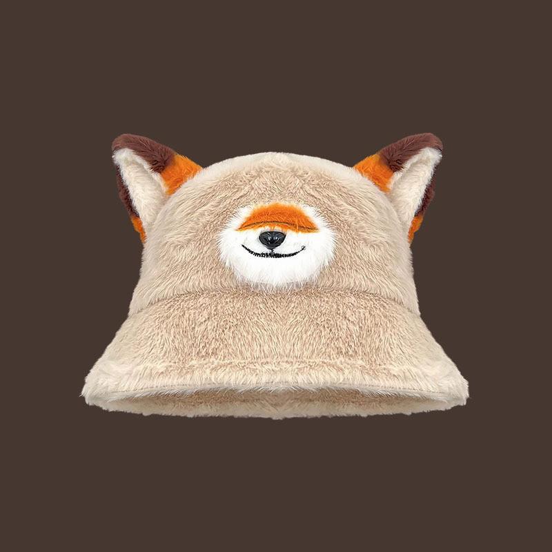 Fox Cosplay Plush Fisherman Hat With Thermal Function For Seasonal Wear