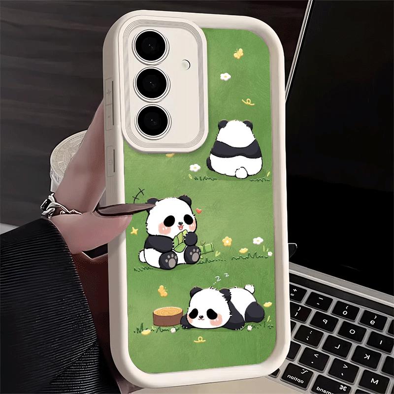 Phone Case for Samsung Galaxy S26 S25 Ultra S24 FE Cute Cartoon Panda Shell S23 Plus S22 + S21 S20 5G Soft Silicone Funda