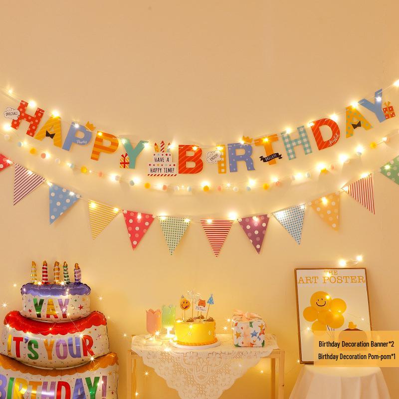 Erster Geburtstag Banner mit Pompon Girlande für Kinder - Foto Hintergrund und Party Dekoration