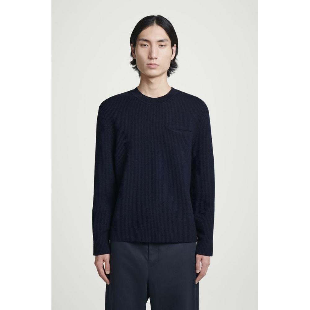 

Cos Japan ребристый свитер из мериносовой шерсти navy/XS