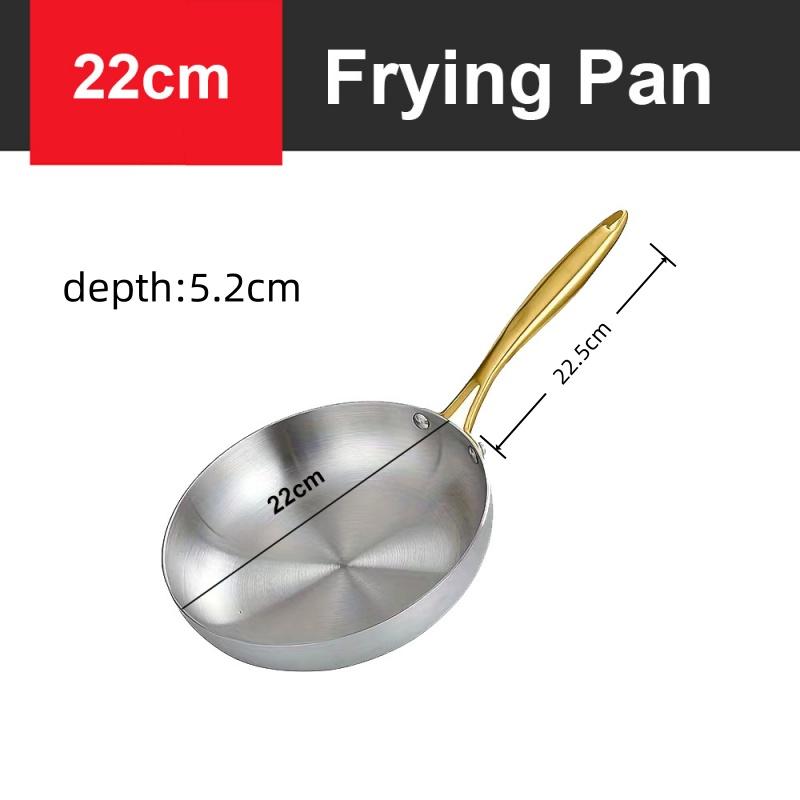 JUSTINLAU Stainless Steel Frying Pan Non-stick Steak Skillets Durable Scratch-resistant Woks for Gas Stove and Induction Cooker