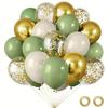 Set de 152 ballons vert, blanc sable et métalliques, adapté pour décorer les mariages, les anniversaires, les fêtes et les enterrements de vie de célibataire