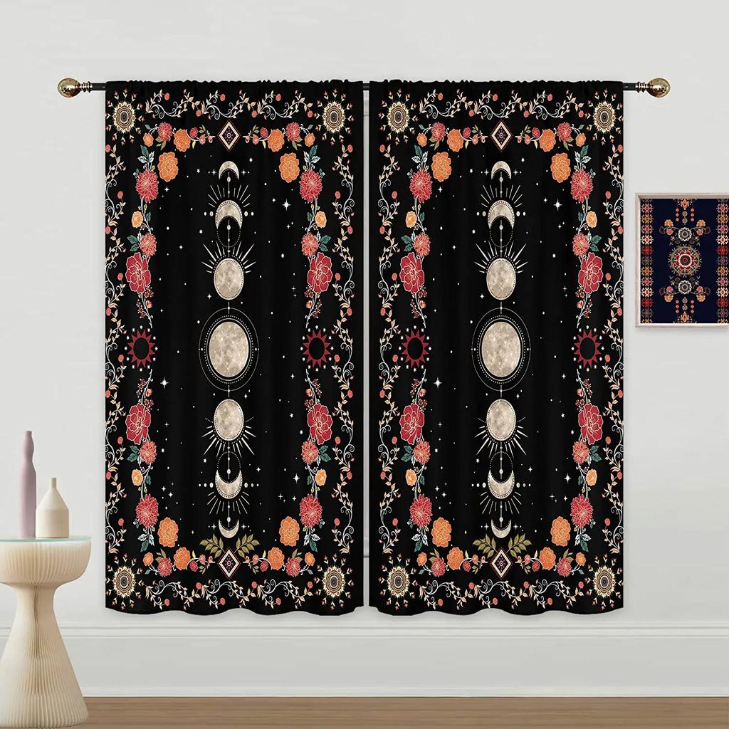 Witchy Gothic Aesthetic Spring Nature Curtain for Living Room Modern Curtains for Bedroom High Shading Drapes Kitchen Curtains