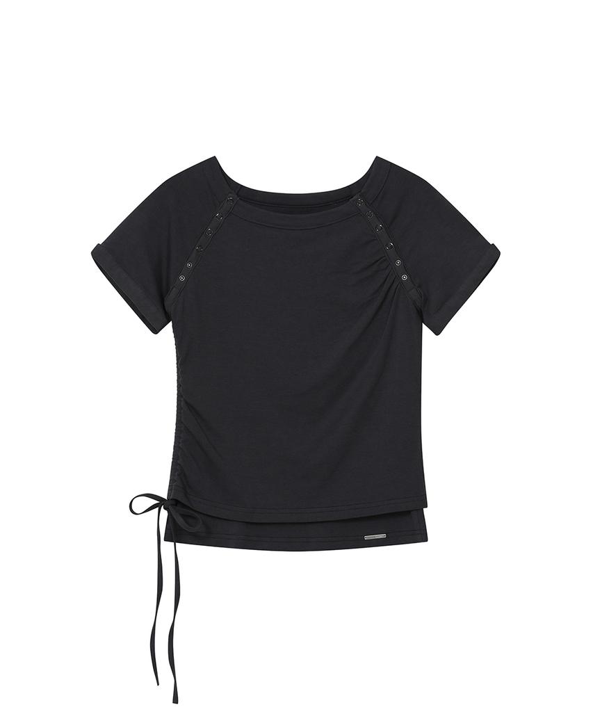 MISEKI SEOUL [Miseki Seoul X Yeomim] Snap Shirring Shortsleeve Black