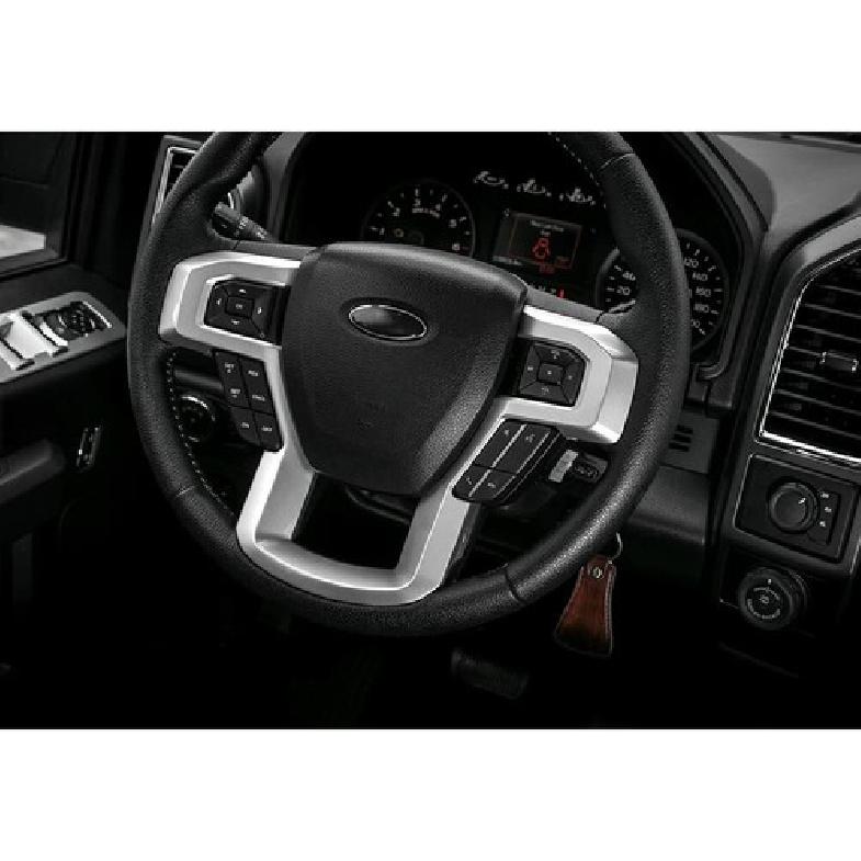 For F-150 Silver Steering Wheel Cover Trim for 15+Ford F150 F250 F350 Super Duty