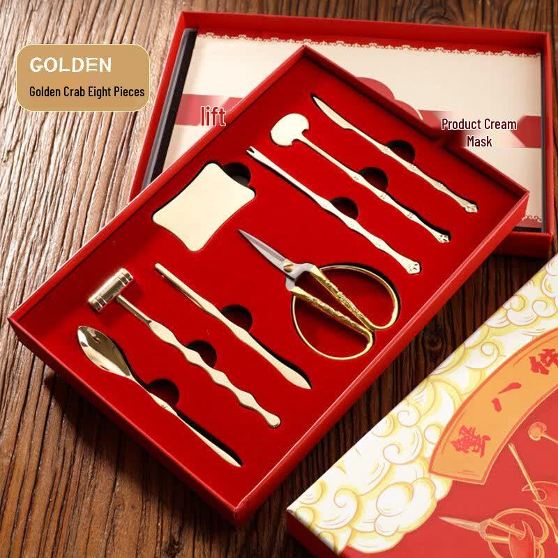 Gold-Plated Stainless Steel Crab Tool Set