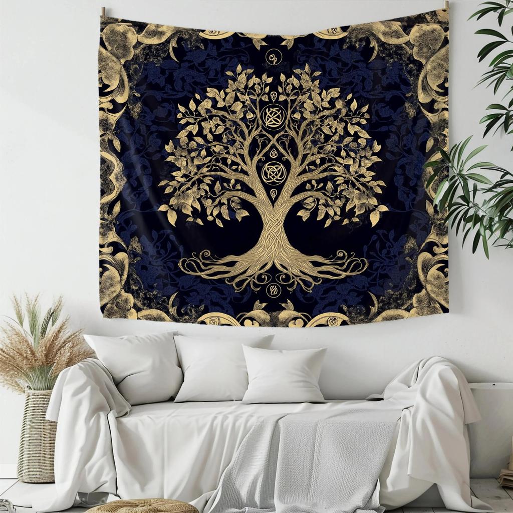 Boho Tree of Life Tapestry Wall Art Peach Skin Fabric for Bedroom Living Room Zen Home Decor Meditation Spiritual Backdrop