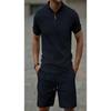 Men Casual Sports Waffle Short Sleeve And Shorts Two Piece Set