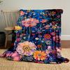 Cozy All-Season Flannel Throw Blanket with Vibrant Floral Print - Perfect for Couch, Bed, Office Naps & Travel - Soft, Reversibl