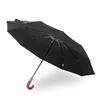 PARACHASE Windproof Auto Open/Close Umbrella with Wooden Curved Handle and Ten Ribs for Two People