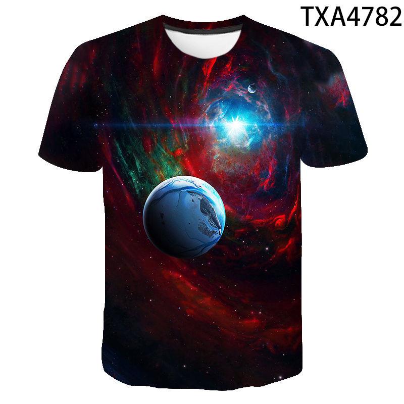 Nové Astronaut Vesmír Mléčná dráha Vesmír Planeta 3D Tištěné Tričko Léto Chlapci Dívky Děti Tričko s krátkým rukávem Dětská Streetwear