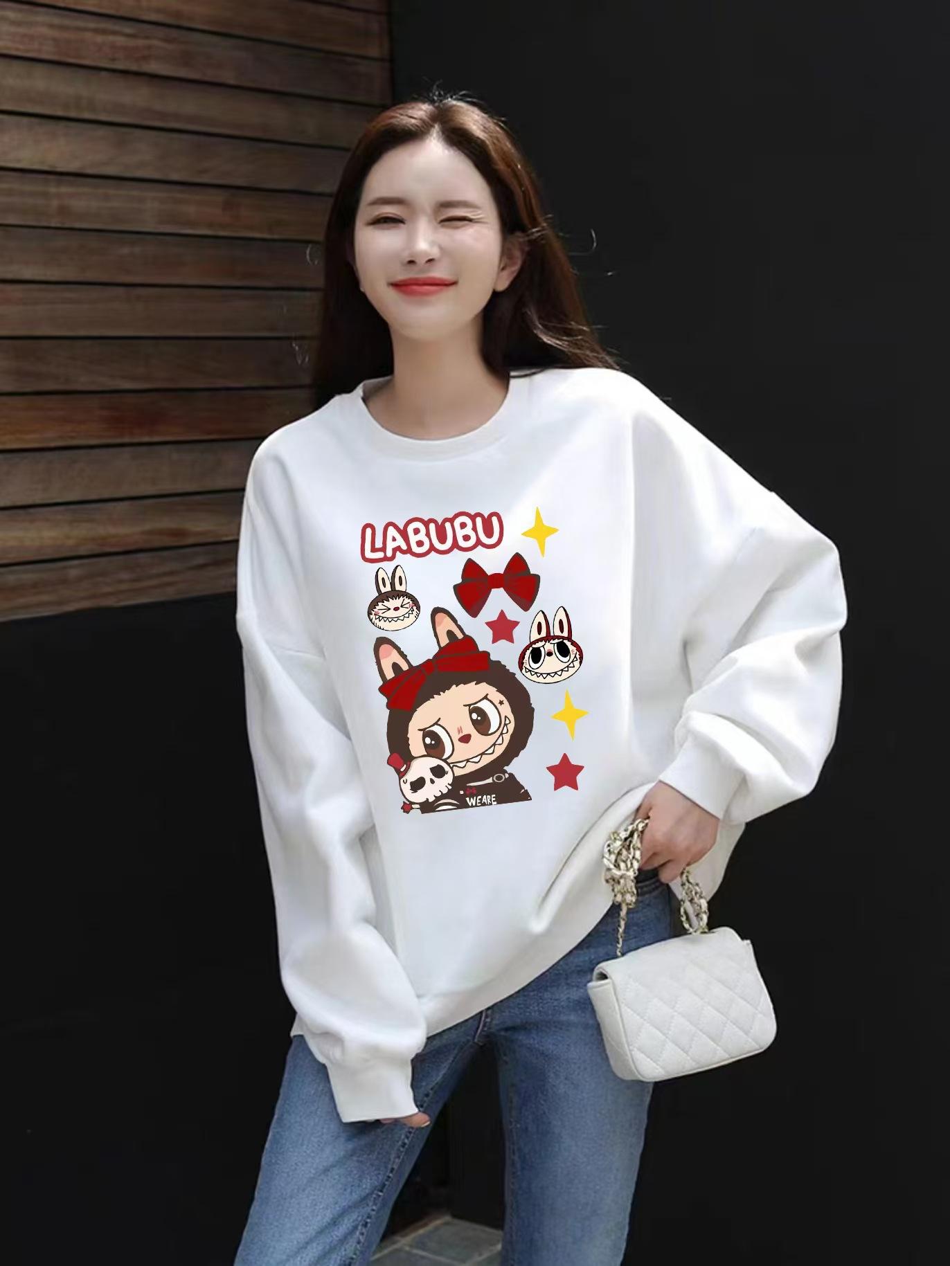 Popular Labu long-sleeved sweater women s 2025 autumn and winter thickened long-sleeveds and clothing wholesale One size fits all белый