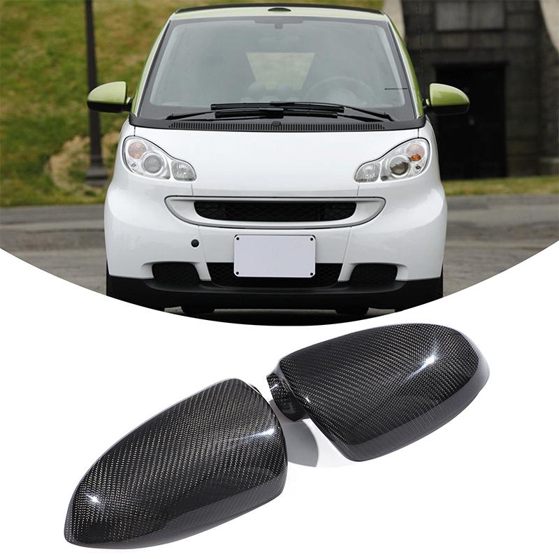 For Mercedes Benz Smart Fortwo W451 2009-2014 LHD Real Carbon Fiber Side Door Mirror Decorative Cover Exterior Accessories