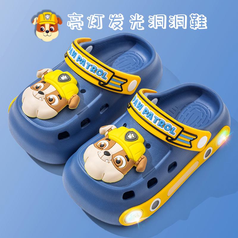 

Paw Patrol light-up children s slippers, baby clogs, summer light-up closed-toe sandals for boys and girls, infant sandals Inner Length14cm синий